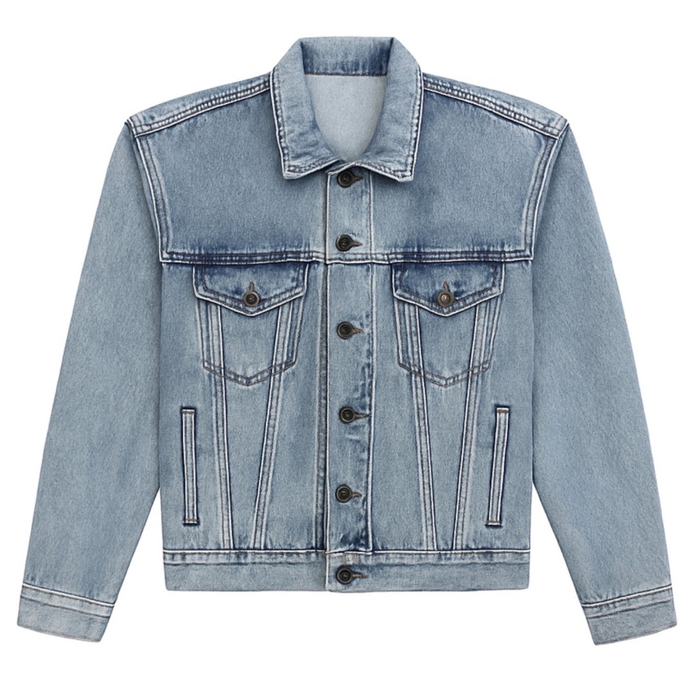 Katie J NYC Montauk Denim Jacket Acid Wash Blue Classic Layering SZ Tween XL